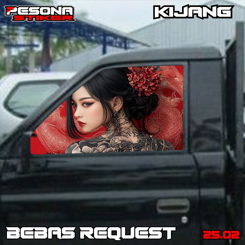 STICKER ONE WAY KACA SAMPING MOBIL KIJANG PICK UP SUDAH SATU SET KANAN KIRI DESAIN TERBARU 25.02