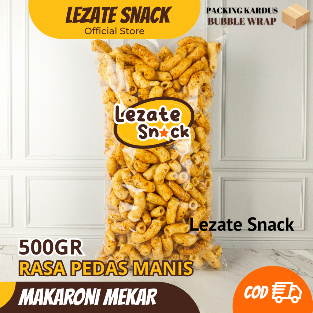 Makaroni Pedas Manis Rujak 500gr Murah Enak Renyah Kiloan / Makaroni Mekar Pedas Manis / Makroni Ped