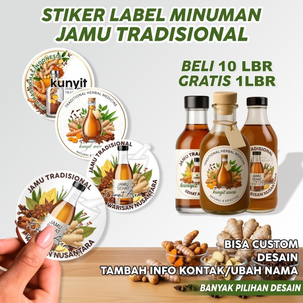 

Isi 40 pcs stiker label jamu tradisional stiker botol jamu stiker label kemasan waterproof