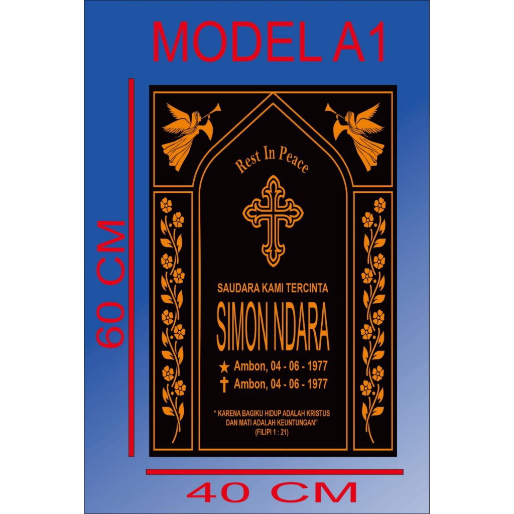 

cutting stiker mal prasasti nama makam / nisan ukuran 40 x 60 cm