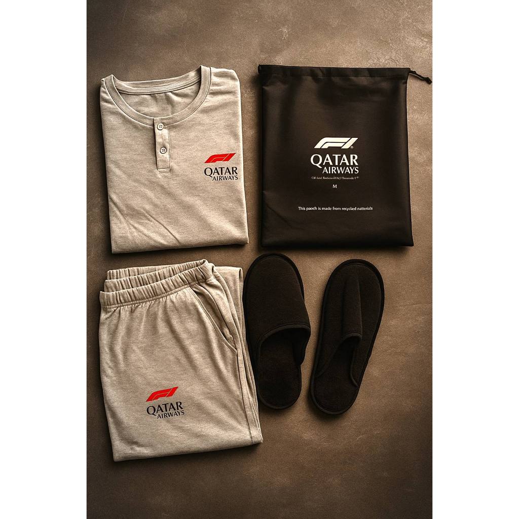 NEW QATAR AIRWAYS F1 EDITION BUSINESSS CLASS PYJAMAS SETELAN PIYAMA BAJU TIDUR ORIGINAL