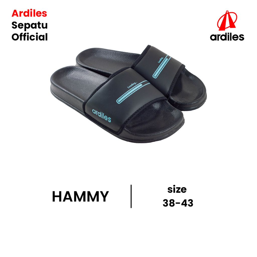 Sandal Ardiles Hammy Unisex Selop Pria Wanita Upper Lock Hitam Putih Slop