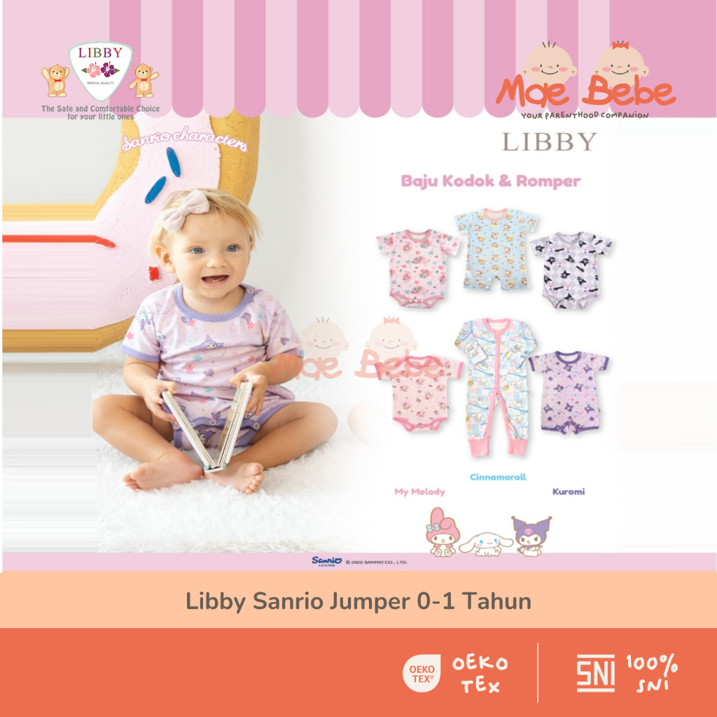 Libby Sanrio Premium Baju Tidur Bayi Sleepsuit Bodysuit Romper Bayi Perempuan 0-1 Tahun