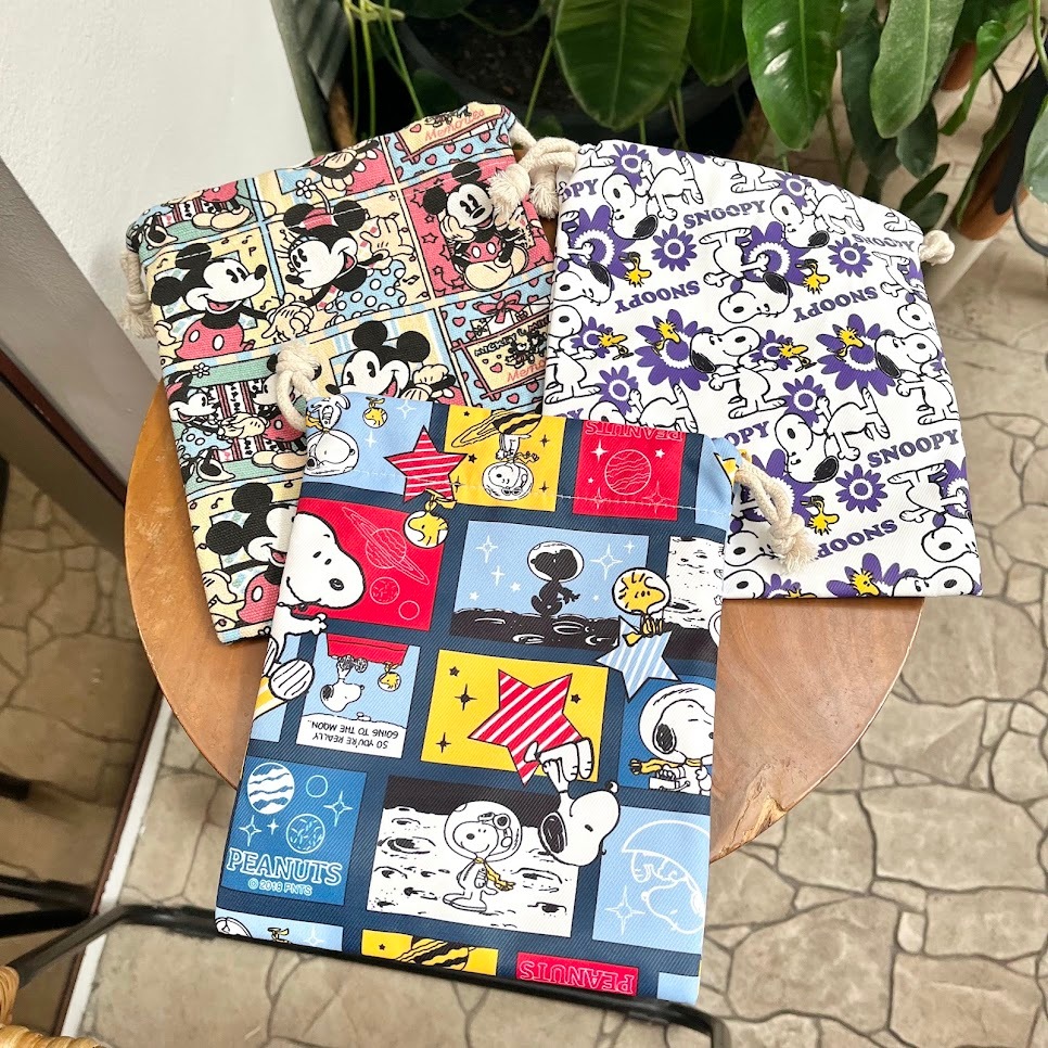 Drawstring Bag Snoopy Sinchan Mickey Pouch Serut Karakter Kartun Kiki Serbaguna Multifungsi Unik Luc