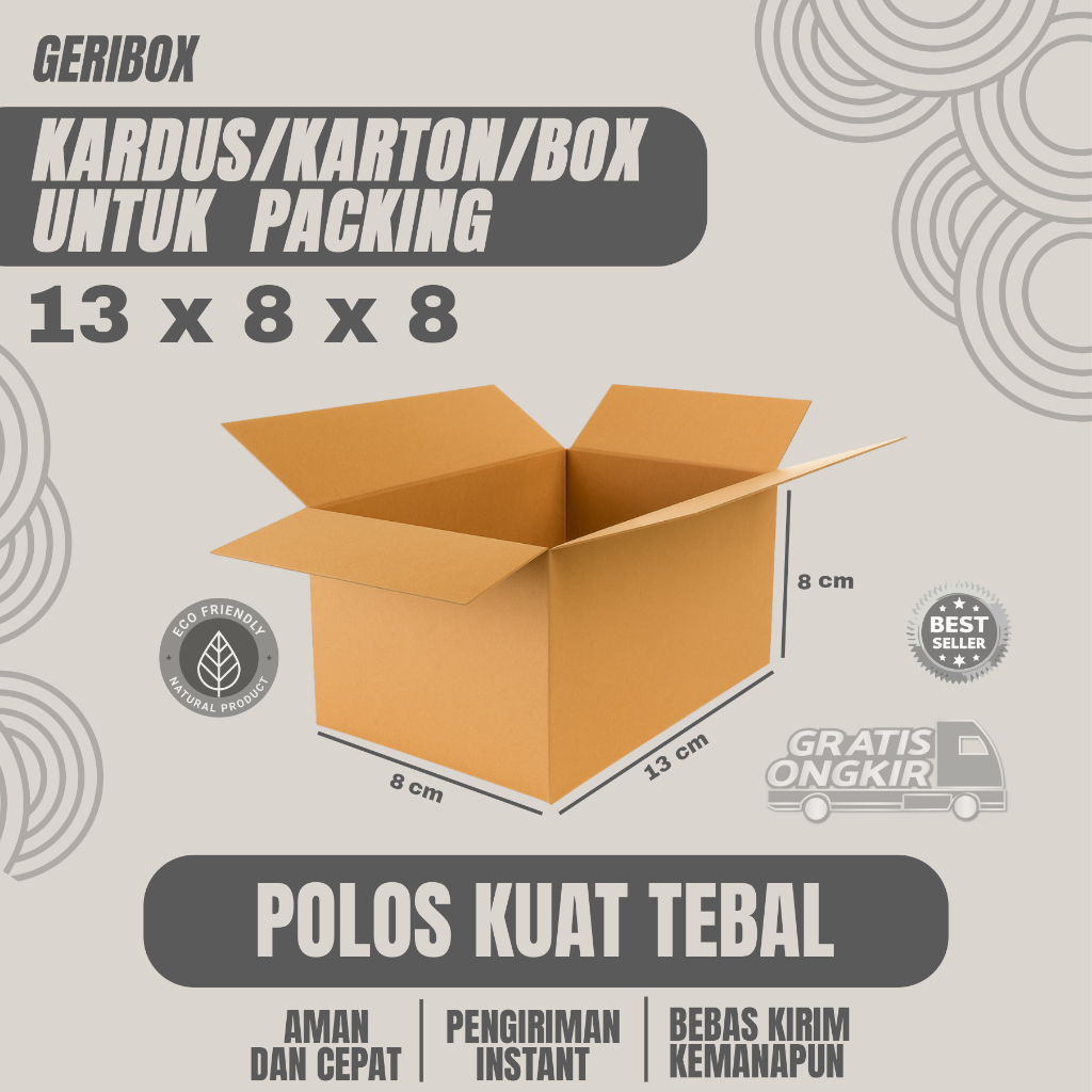 

Kardus Packing Ukuran 13x8x8 Polos Box Cogurated tebal kuat