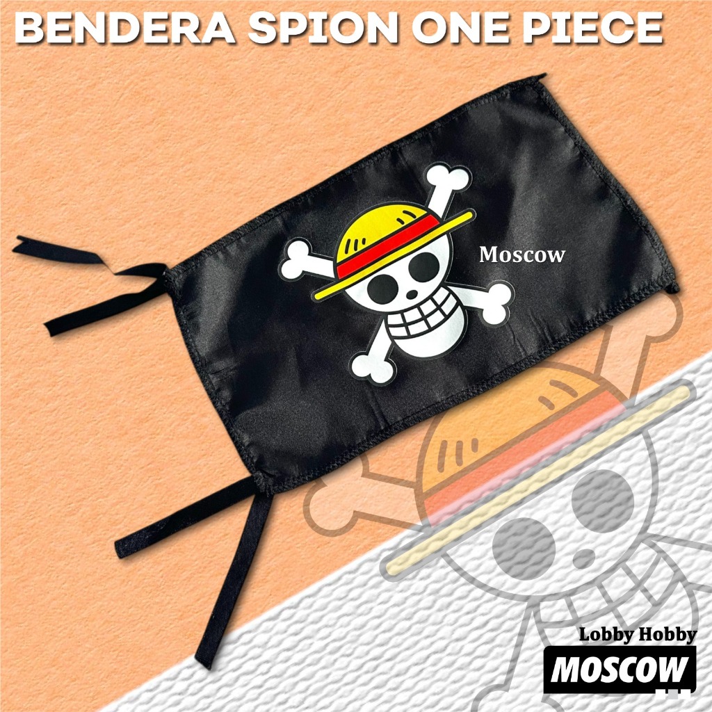 BENDERA ONE PIECE 24 ×15 CM MINI BENDERA HITAM BAJAK LAUT GAMBAR DEPAN HARGA 1 PCS BENDERA DENGAN 2 