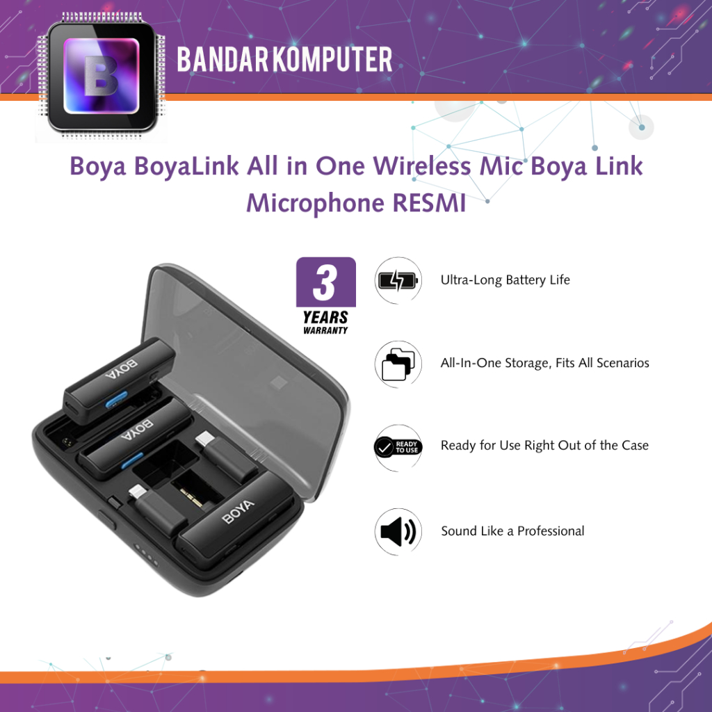 Boya BoyaLink All in One Wireless Mic Boya Link Microphone RESMI