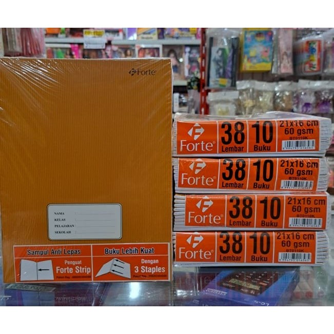 

Buku Tulis Quarto FORTE Isi 38 Lembar – 1 Pack (10 Buku) / Buku Tulis SAMPUL COKLAT FORTE 38 lembar 1 PACK
