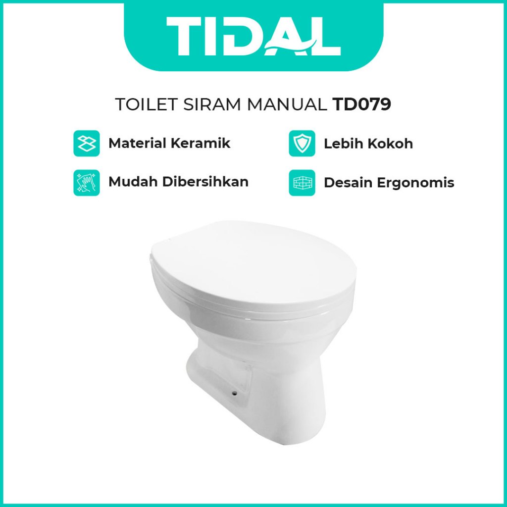 Kloset Siram / Toilet Duduk Manual Tidal TD079 with Cover