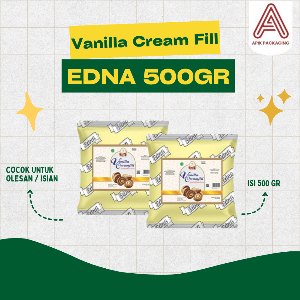 Edna Vanilla Creamfill 500 GR / Edna Creamfill 500 gram / Selai Roti Rasa Vanila