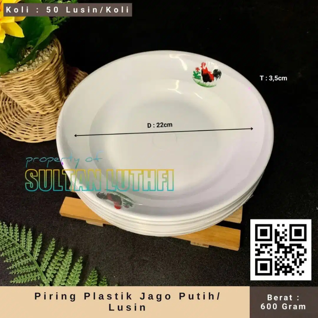 Piring Plastik Jago Putih/ Lusin