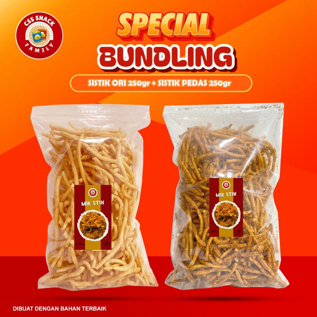 

( SPECIAL BUNDLING 250GR ) SISTIK ORIGINAL & SISTIK PEDAS MIE STIK ENAK GURIH BIKIN NAGIH