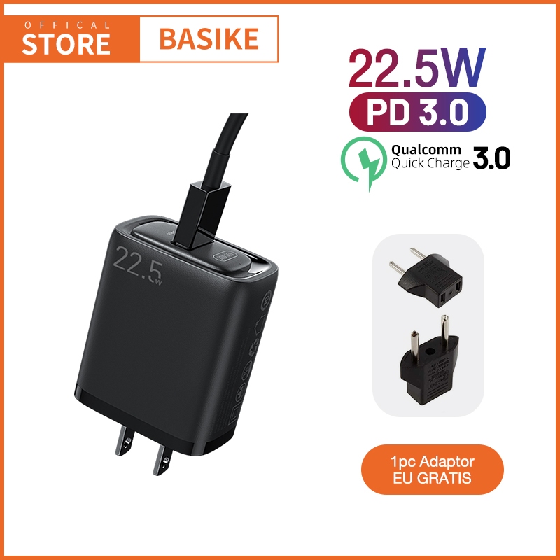 BASIKE Kabel Charger Fast Charging 22.5W Charger Type C USB for iPhone Samsung Xiaomi Vivo OPPO