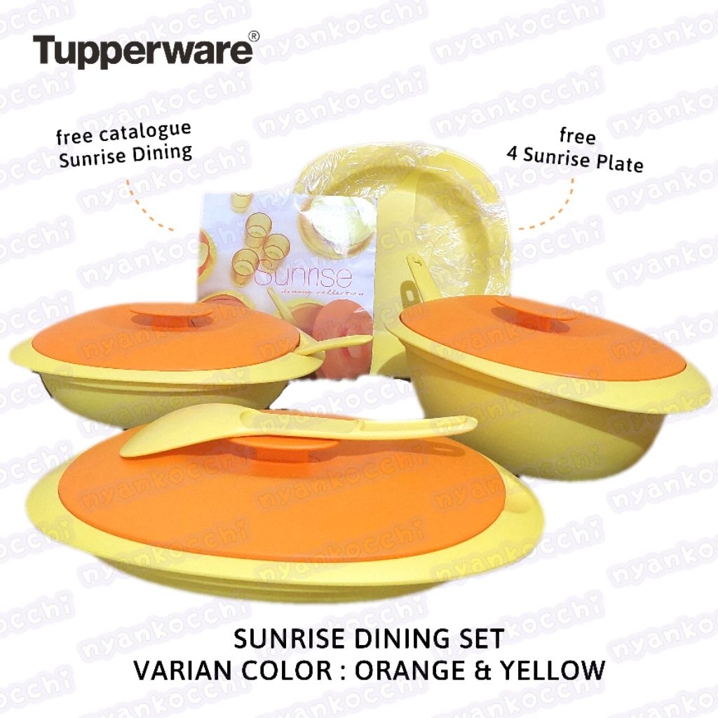 Tupperware Sunrise Dining Set Orange&Yellow Tempat Penyaji Makanan / Penyimpan Makanan