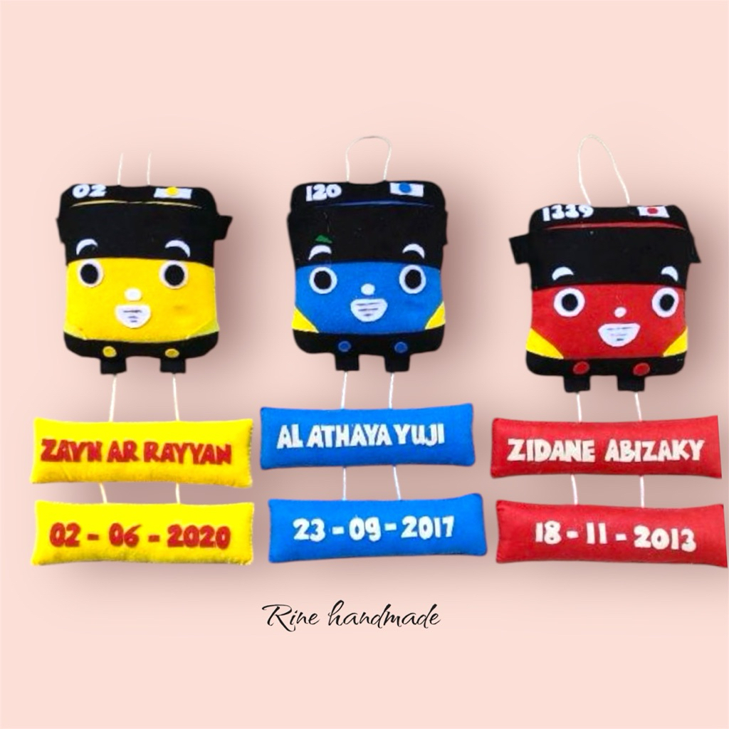 Hiasan dinding Tayo hiasan pintu tayo free nama dan tanggal lahir bahan flanel