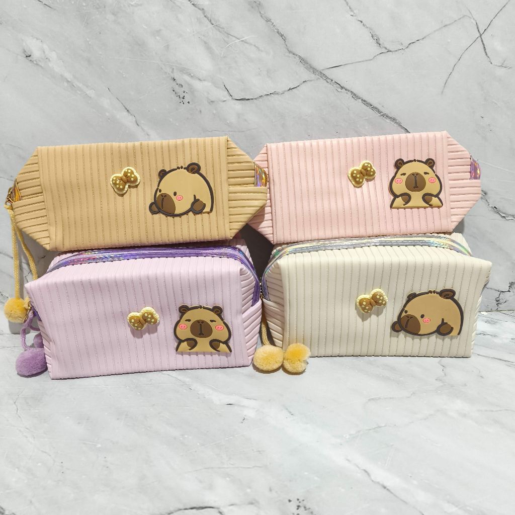 

Pouch Kotak Pensil Organizer Makeup Alat Tulis Lucu Motif Capybara Kapbara Kapibala / Cute Pencil Case Travel School Work Office