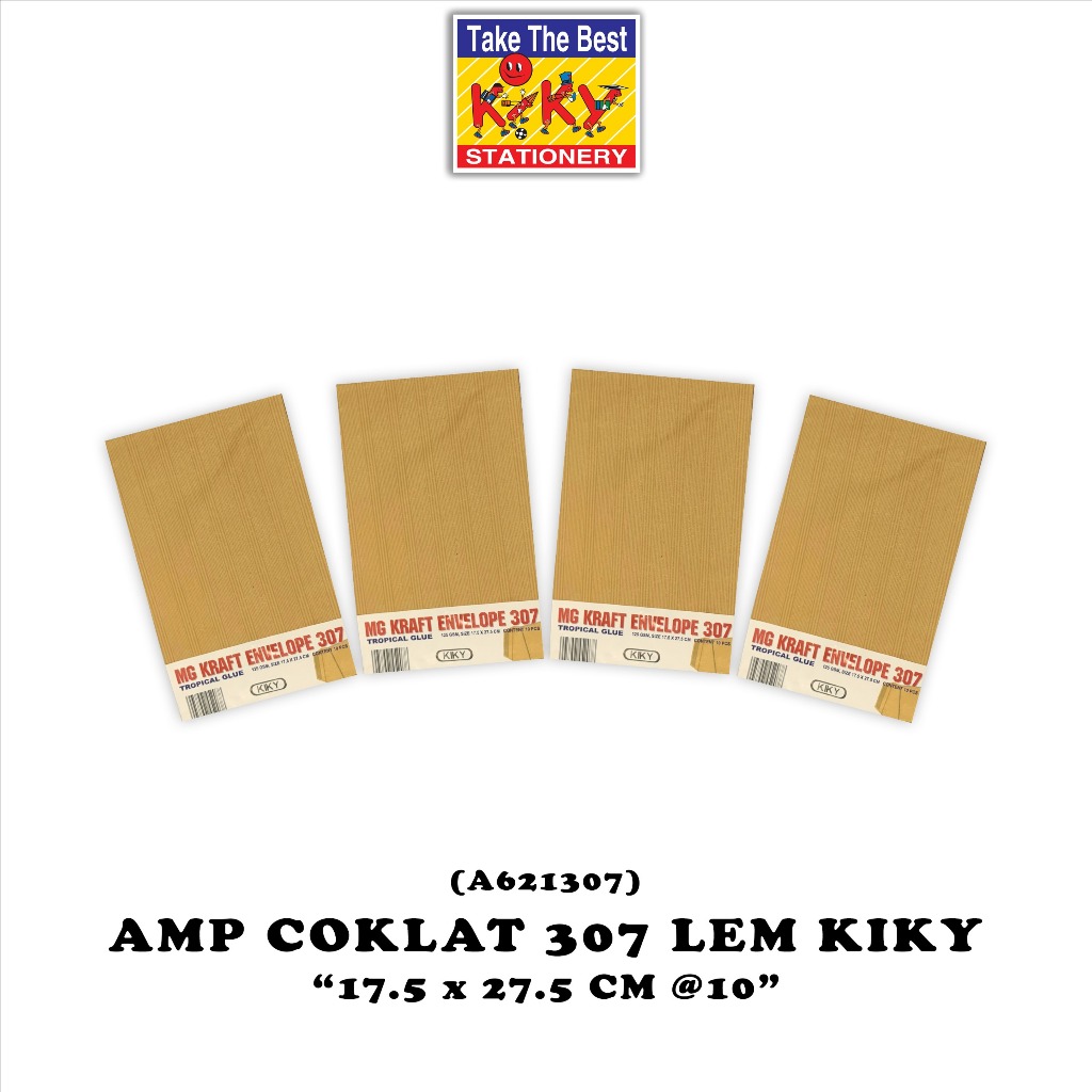 

KIKY Amplop Coklat No. 307 - 125 GRAM Lem - 1 Pack = 10 Lembar