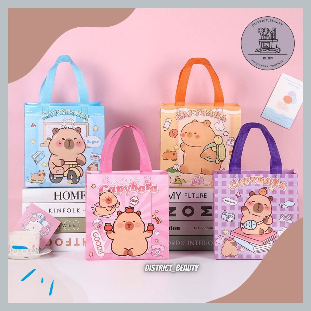 

TAS ULANG TAHUN GOODIE BAG MOTIF CAPYBARA PAPERBAG PLASTIK TAS SOUVENIR BIRTHDAY TOTE BAG TENTENG CAPYBARA KAPIBARA TERMURAH DISTRICT BEAUTY