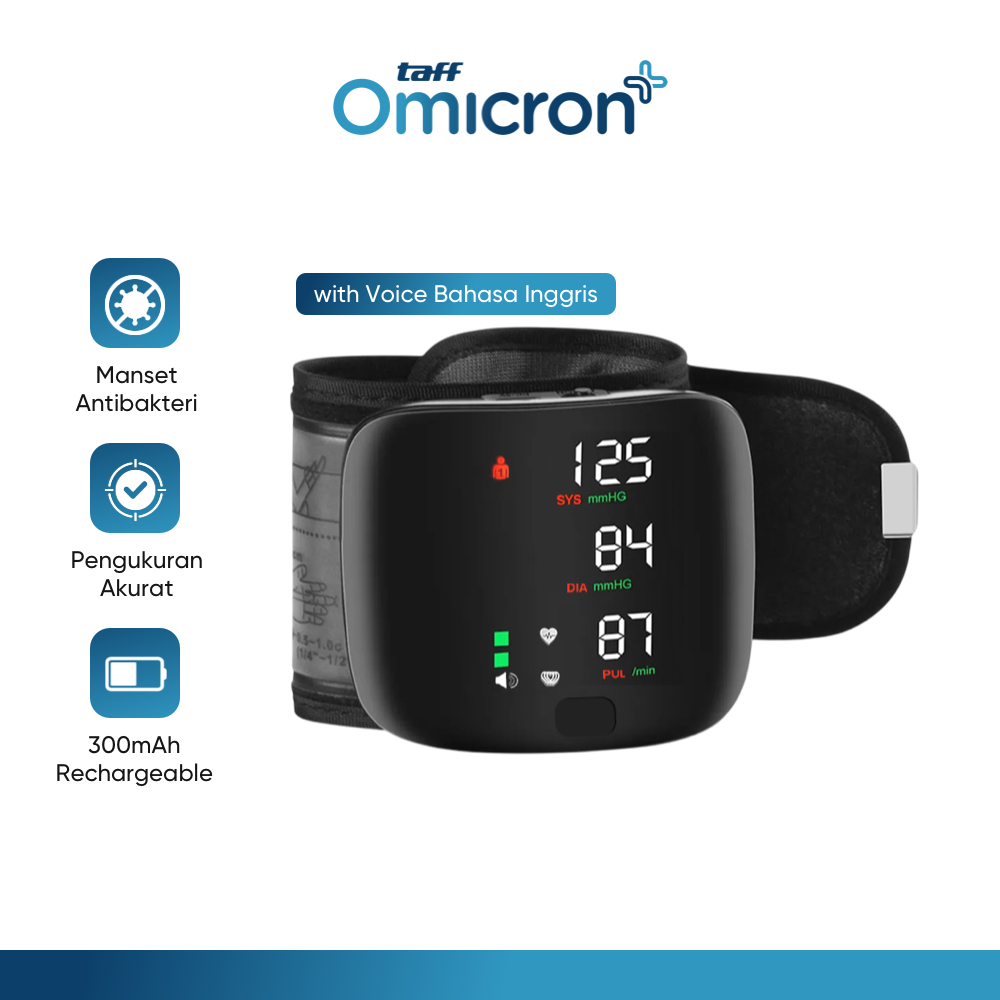TaffOmicron Tensimeter Digital Pengukur Tekanan Darah English Voice - A01