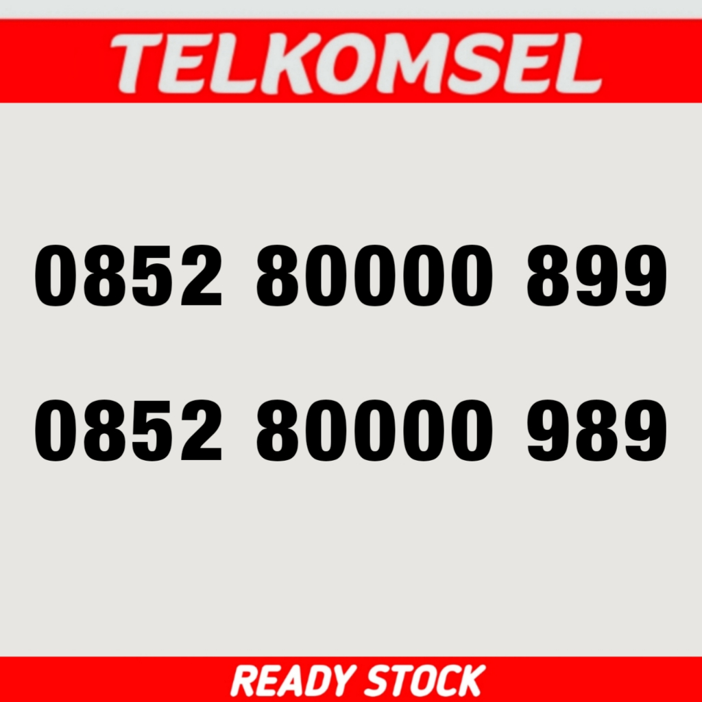 Kartu Perdana Nomor Cantik Telkomsel Hoki 80000 89 - 0852 80000 899 - 0852 80000 989