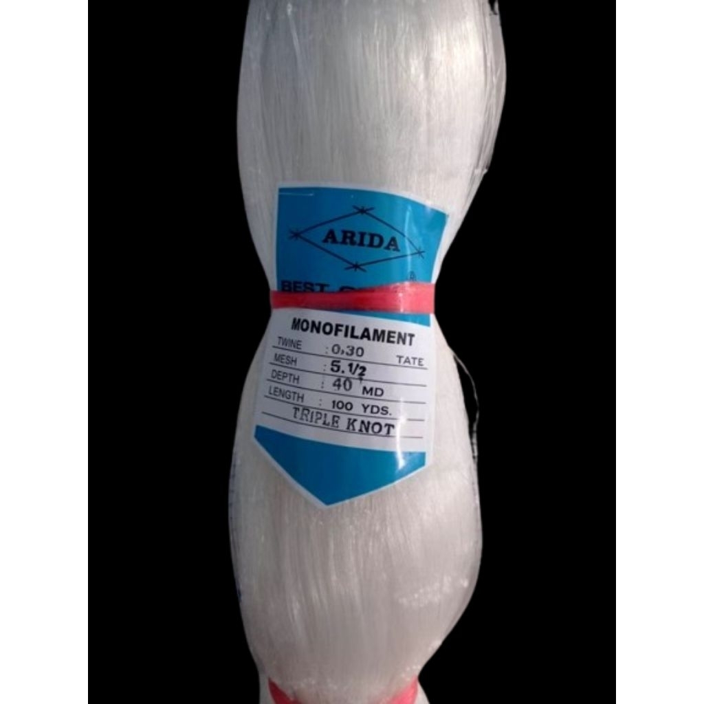 Jaring Ikan Arida 5½ inchi 0.30 40md/100yds tate tiga ikatan anti geser Pukat Jaring Ikan Arida Jari