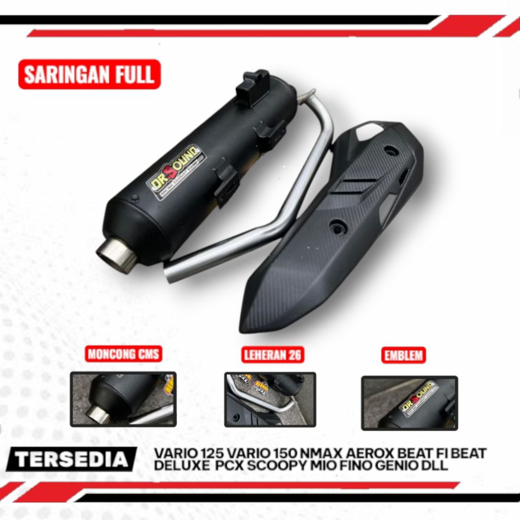 Knalpot Standar Racing DR SOUND copy cms Pnp Matic VARIO LED NEW/OLD BEAT NEW/DELUXE SCOOPY NEW BEAT
