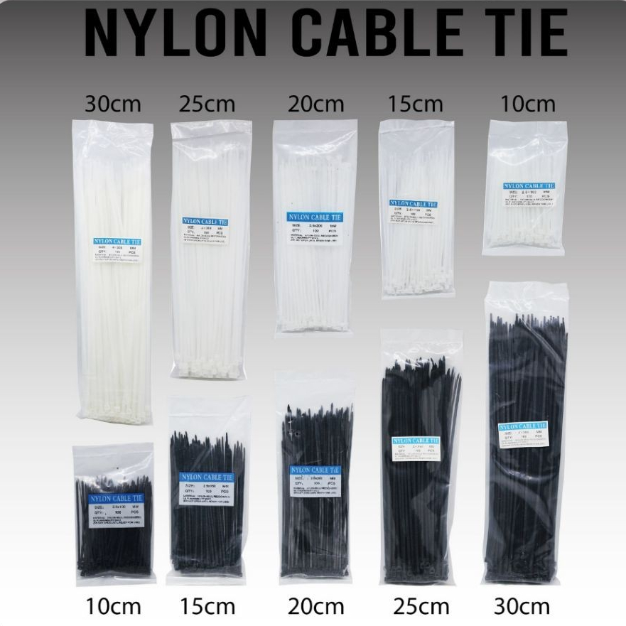 

Nylon Cable Tie 10cm 15cm 20cm 25cm 30cm Kabel Ties Tis 10 15 20 25 30 cm Insulock Hitam atau Putih