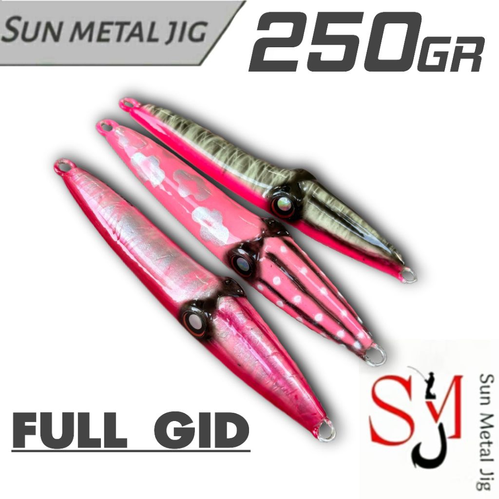 SMJ,SUN METAL JIG,METAL JIG 250 GRAM,SQUID SOTONG,CUMI SOTONG, METAL JIG FULL GID, MENYALA, GLOW,LUR