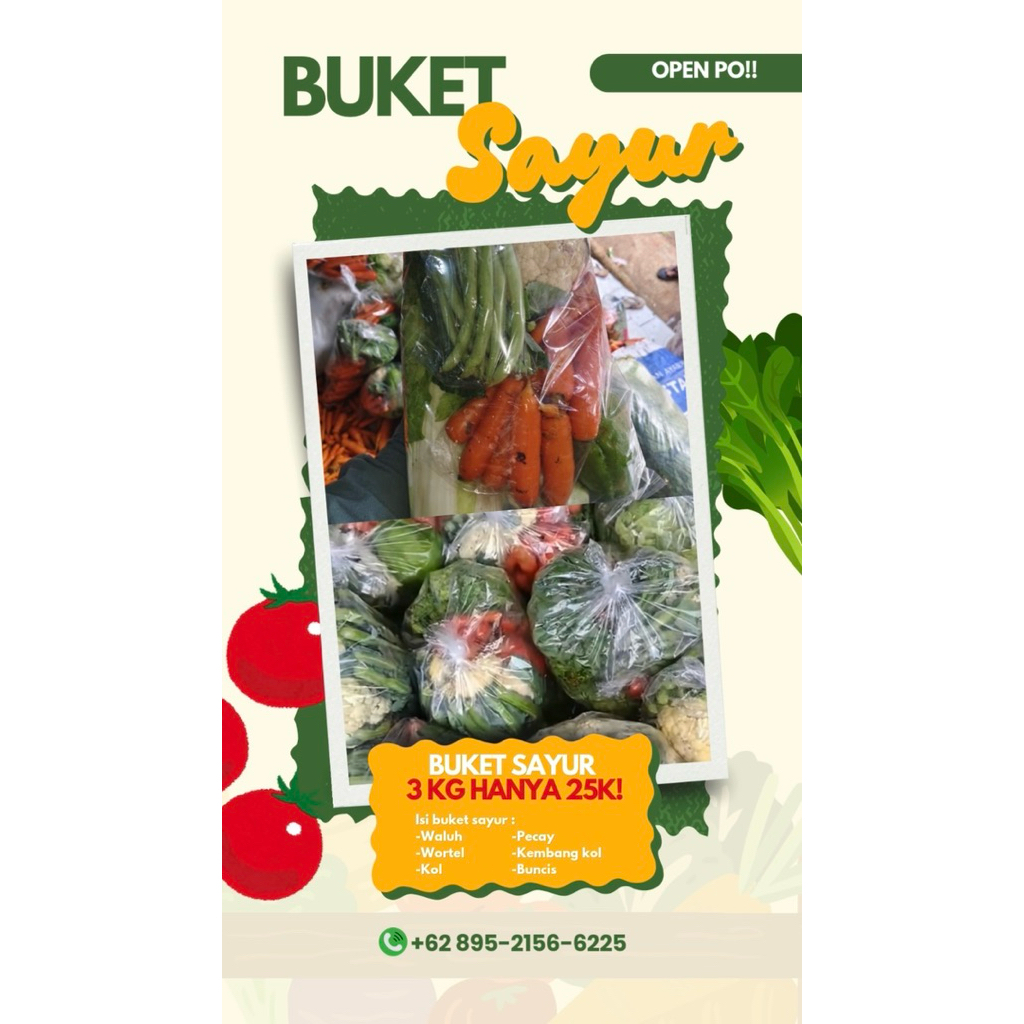 

Buket sayur murah dan segar 3 kg per bks
