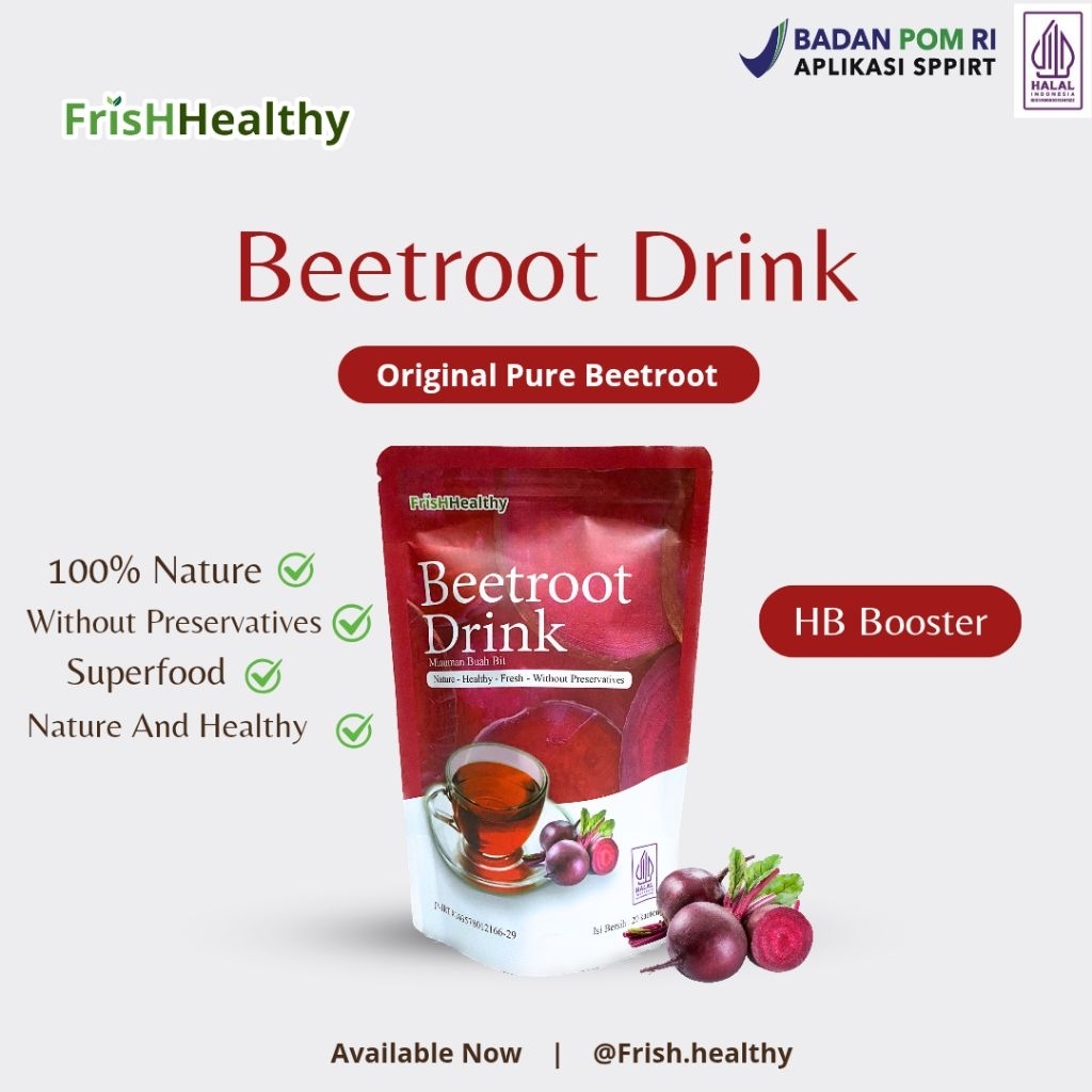 

Beetroot DRINK - MINUMAN BUAH BIT -ISI 20 PCS - Buah bit - Si Penambah darah - Mengontrol Tekanan darah