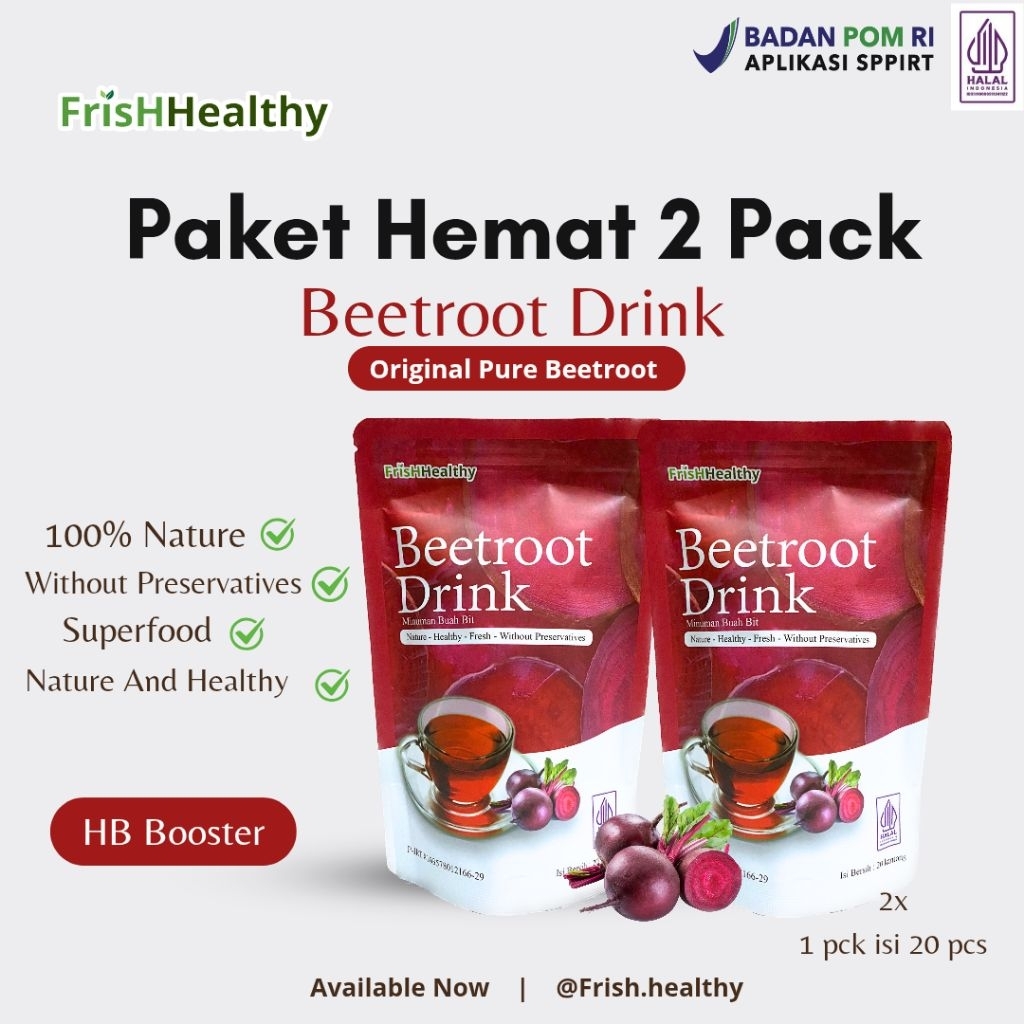 

PAKET HEMAT 2 Pack BEETROOT Drink - Buah bit - Si penambah darah - Mengontrol tekanan darah , Hipertensi - Buah Bit - Bit