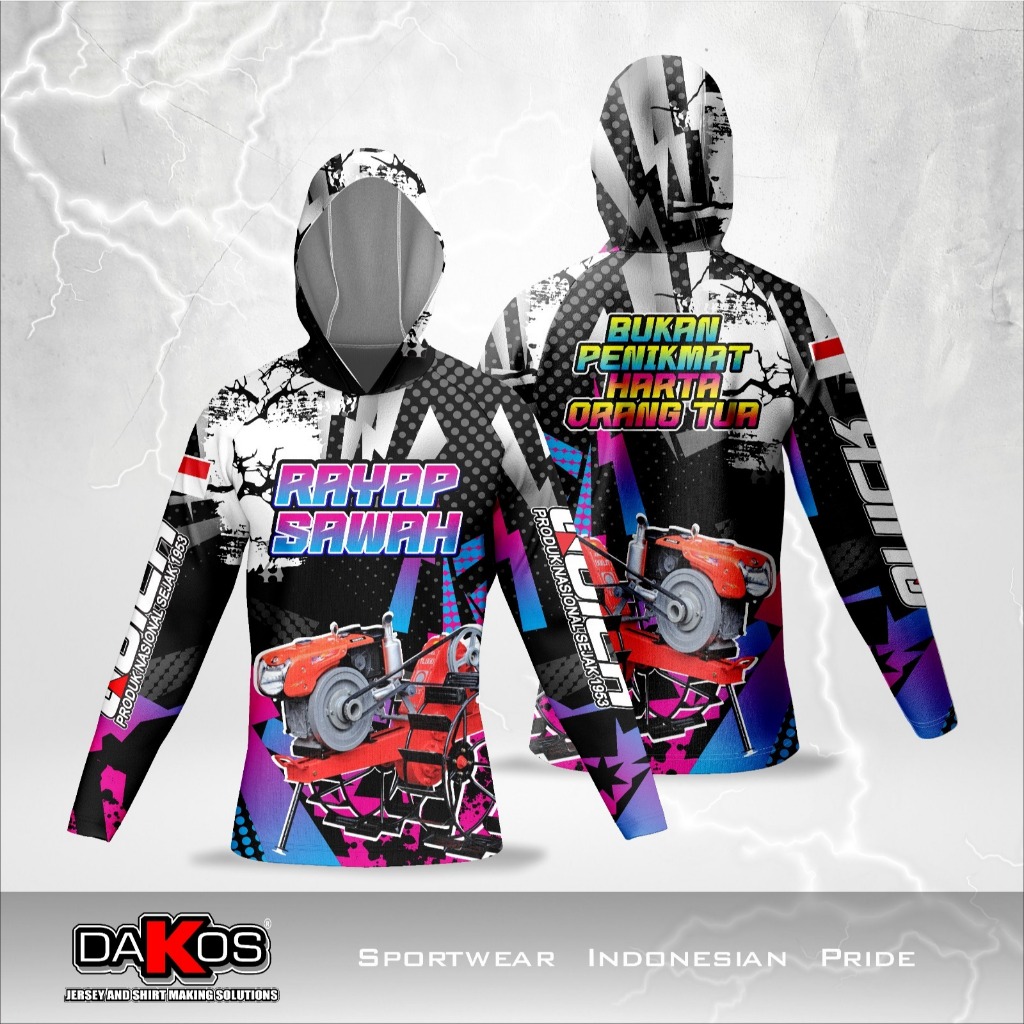 Jersey Traktor Sawah Tangan Panjang Fullprint Bahan dryfit / Kaos Drive Traktor Mania Basahan