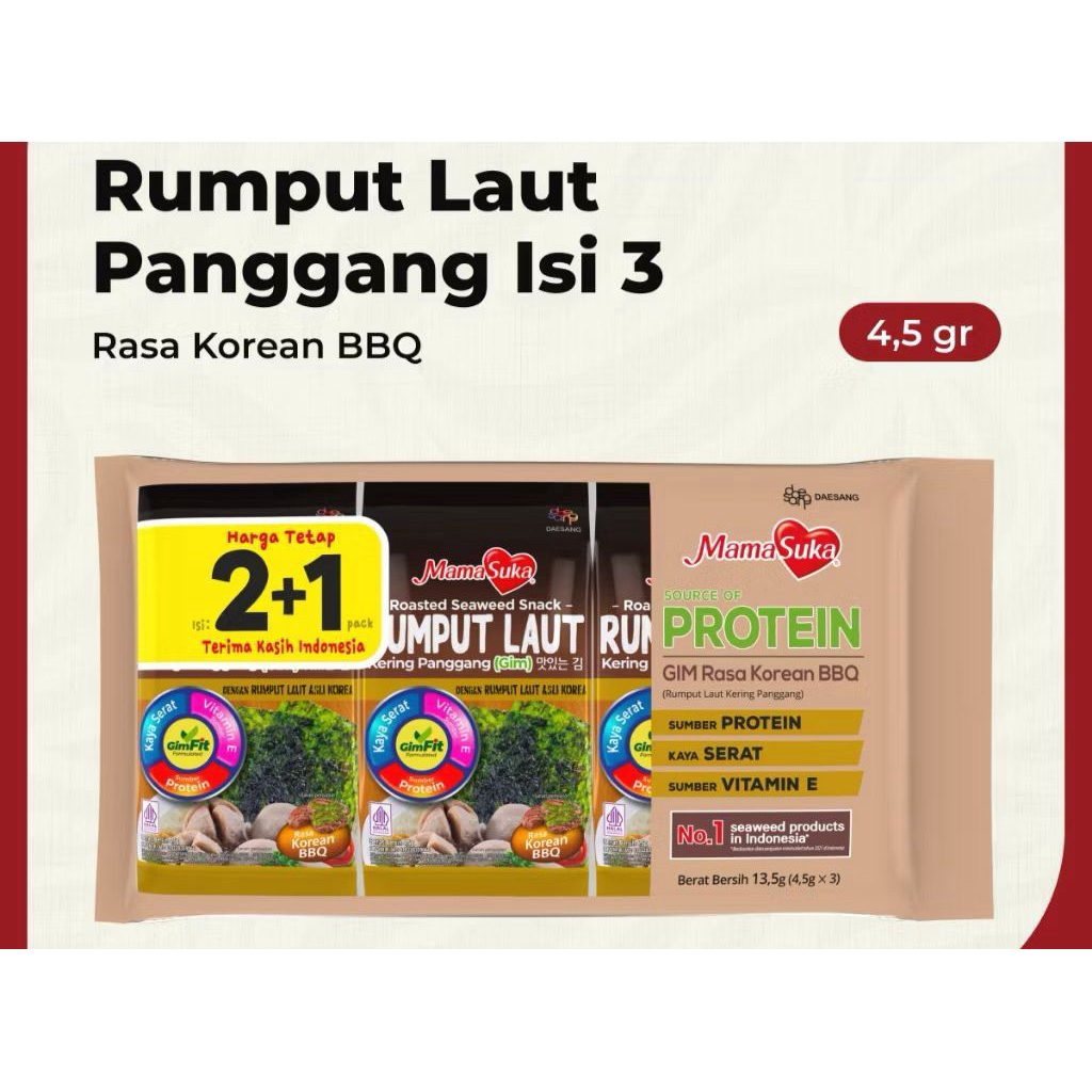 

RUMPUT LAUT PANGGANG RASA BBQ ISI 2+1 || GIM RASA BBQ ISI 3 BUNGKUS