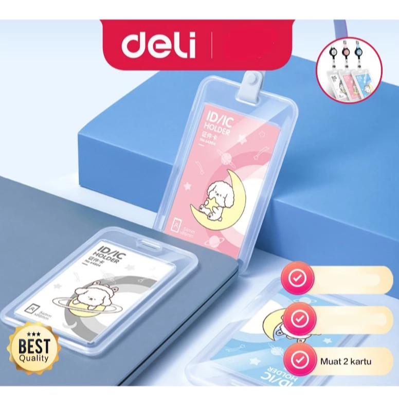 

Holder Name Tag Deli 64804 Kartu Debit Credit Card Gantungan Lanyard Cover Card Frame 2 Sisi Plastik