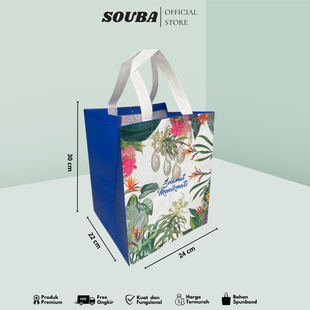 

(60 Pcs) Tas Hajatan Laminasi Selamat Menikmati / Tas Kain Hajatan Spunbond / Tas Souvenir