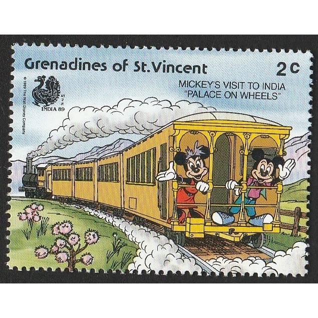 

a 11389 SATU BUAH PRANGKO ST VINCENT NOMINAL 2C TEMA MICKEY AND PALACE ON WHEELS DENGAN KONDISI BELUM ADA CAP