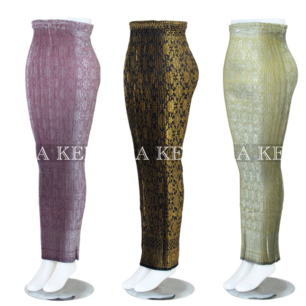 Rok Plisket Songket Dewasa / Bawahan Kebaya / Rok Rempel Kebaya / Rok Songket / Rok Tradisional