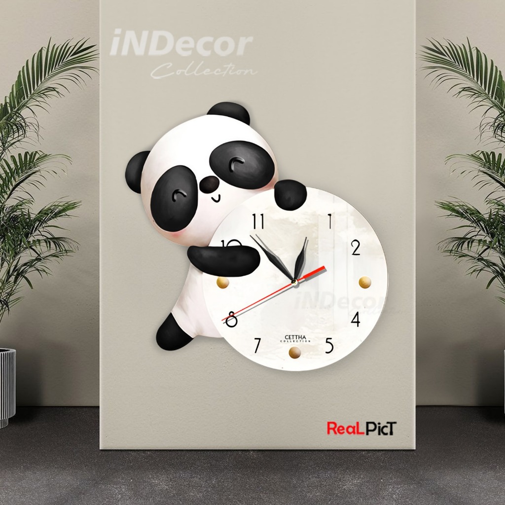 INDecor Rumah - JAM DINDING UNIK KARAKTER PANDA / JAM DINDING KARAKTER LUCU / HIASAN DINDING KAMAR P