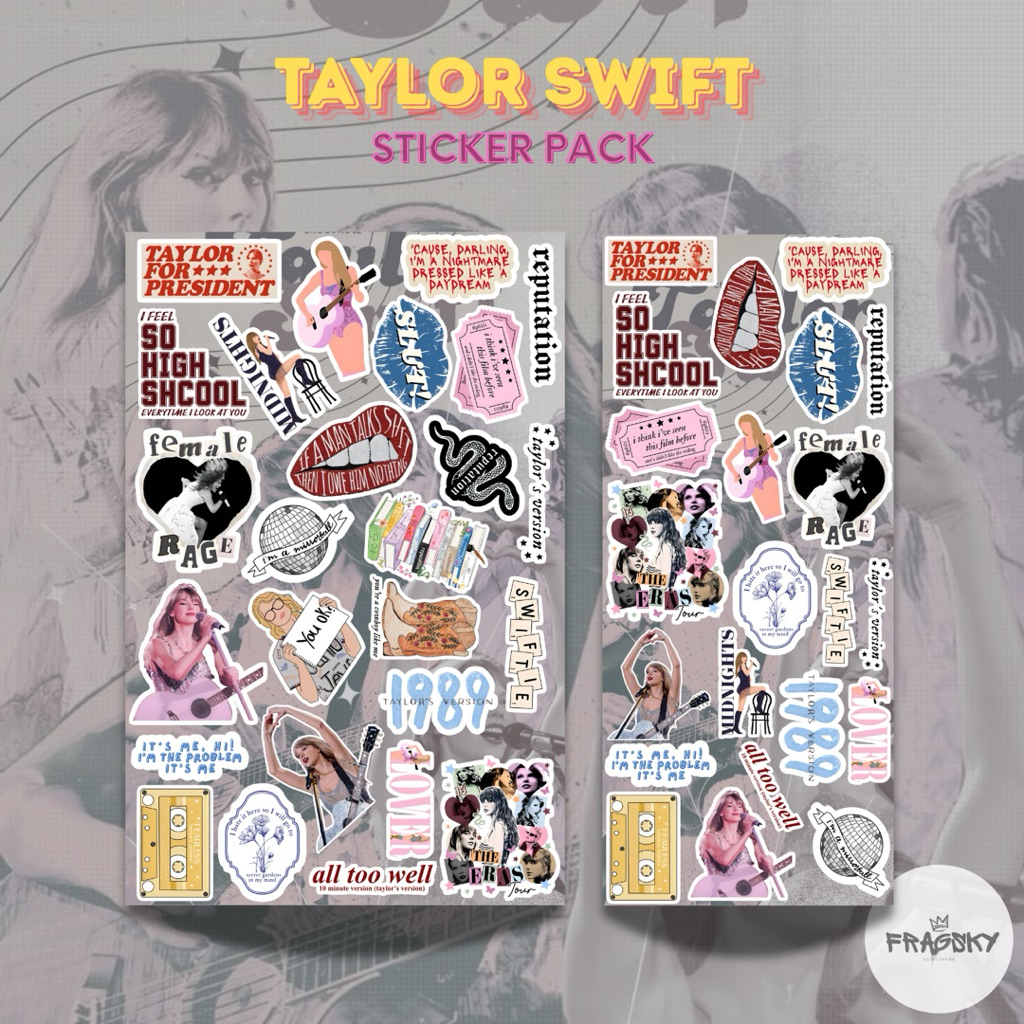 

Fragsky - 20&25 Pcs Sticker Spesial Series TAYLOR SWIFT Artist Pack | Stiker Estetik Premium Laminasi Doff & Glossy Kiss Cutting Anti Air Anti Luntur | Stiker Aesthetic Dekorasi HP Laptop Helm Motor Paper Stationery | Ukuran 2-4 & 3-5 cm