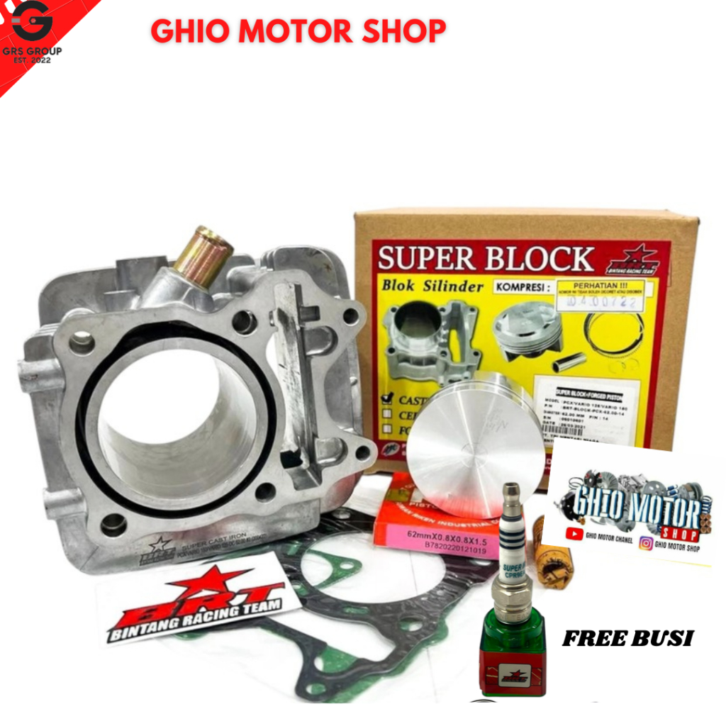 PAKET BORE UP VARIO PCX ADV 62MM BLOK CAST IRON FORGED PISTON BRT VARIO 150 VARIO 125 PCX 150 ADV 15