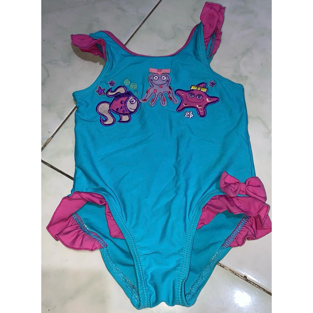 Preloved Baju Renang Anak Seaworld Blue Pink Size 9-12month by Mothercare