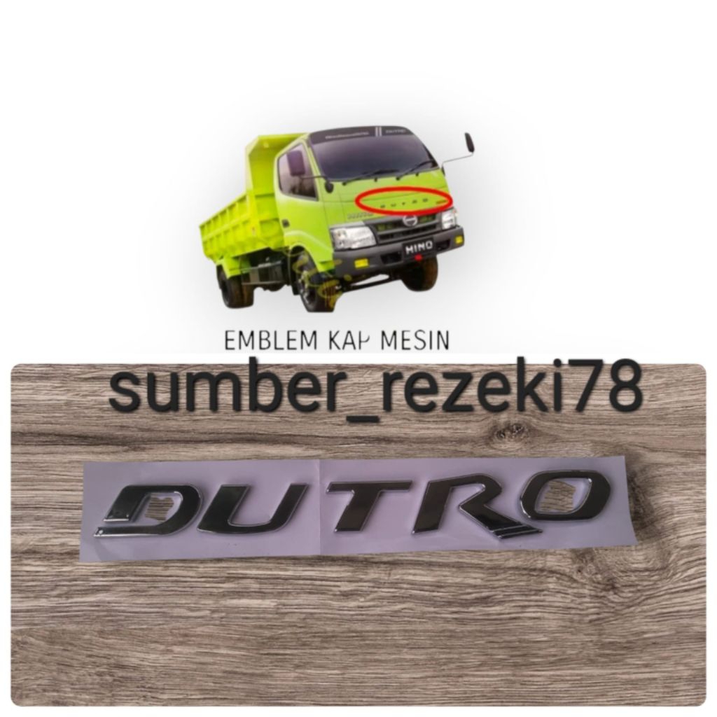 emblem timbul DUTRO CHROM/emblem kap mesin Dutro/emblem tulisan timbul Dutro/emblem dutro