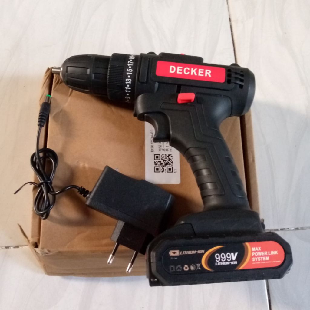Bor cordless Decker, bor baterai, bor tangan, bor baja ringan, bor kayu