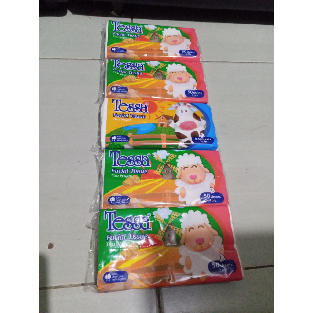 tissue tessa 50 sheet 2ply tisu paket isi 5pcs