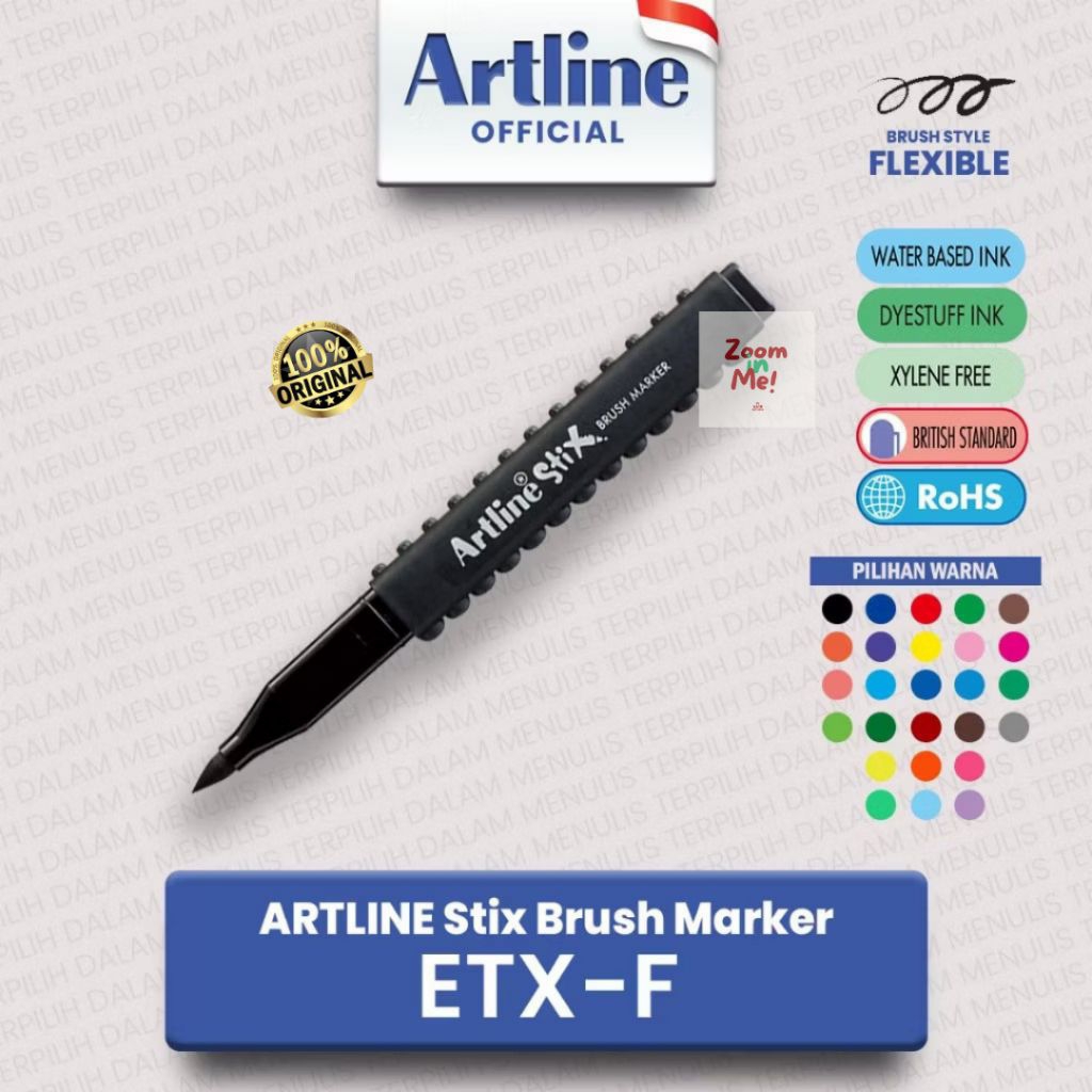 

ARTLINE STIX Spidol Brush Marker Pen Kuas Lettering Kaligrafi Warna ETX-F