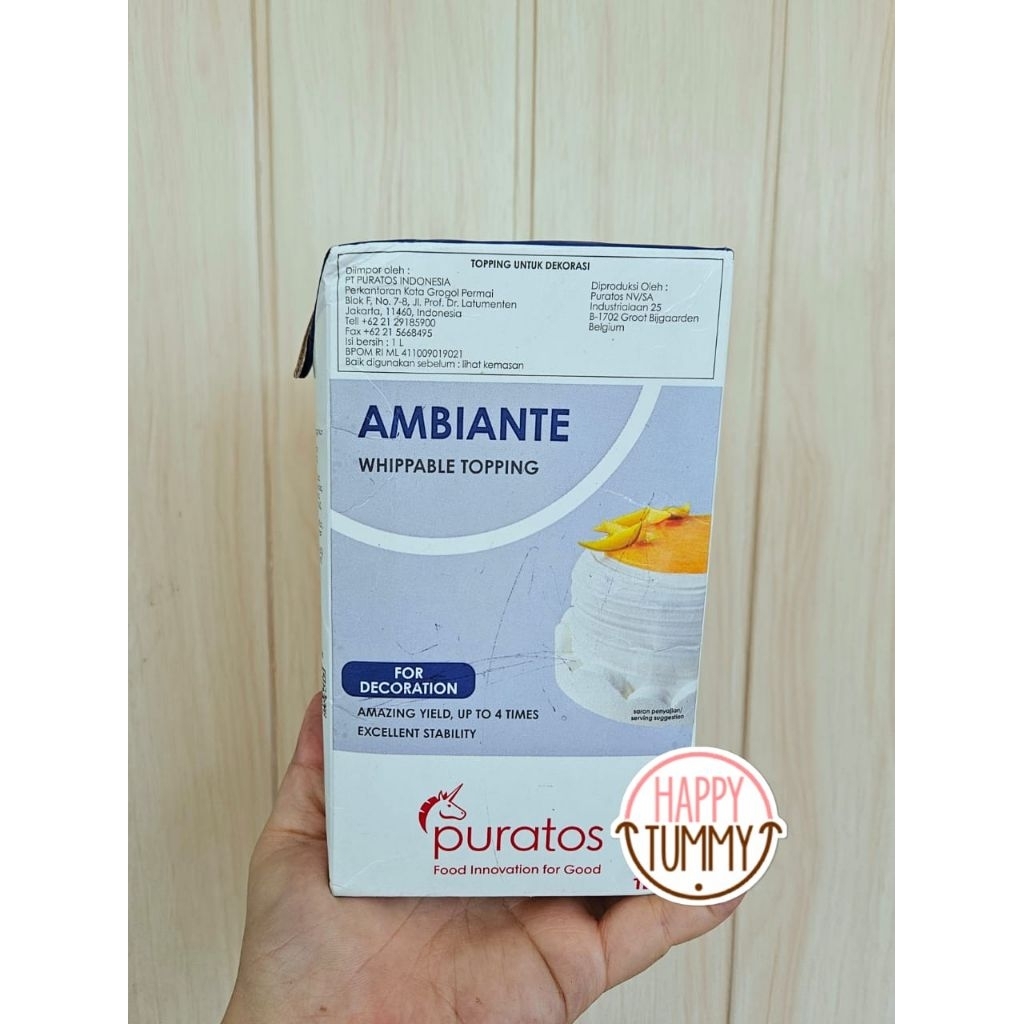 

Puratos Ambiante whipping cream whip cream non dairy UHT 1L