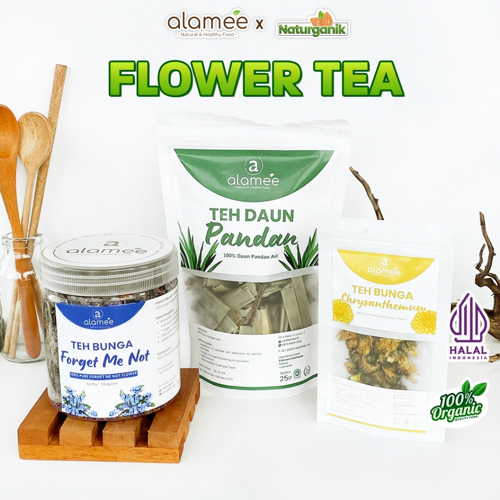 

ALAMEE Teh Hijau Green Tea Daun Jati Cina Chamomile Bunga Flower Tea Senna Organik Naturganik