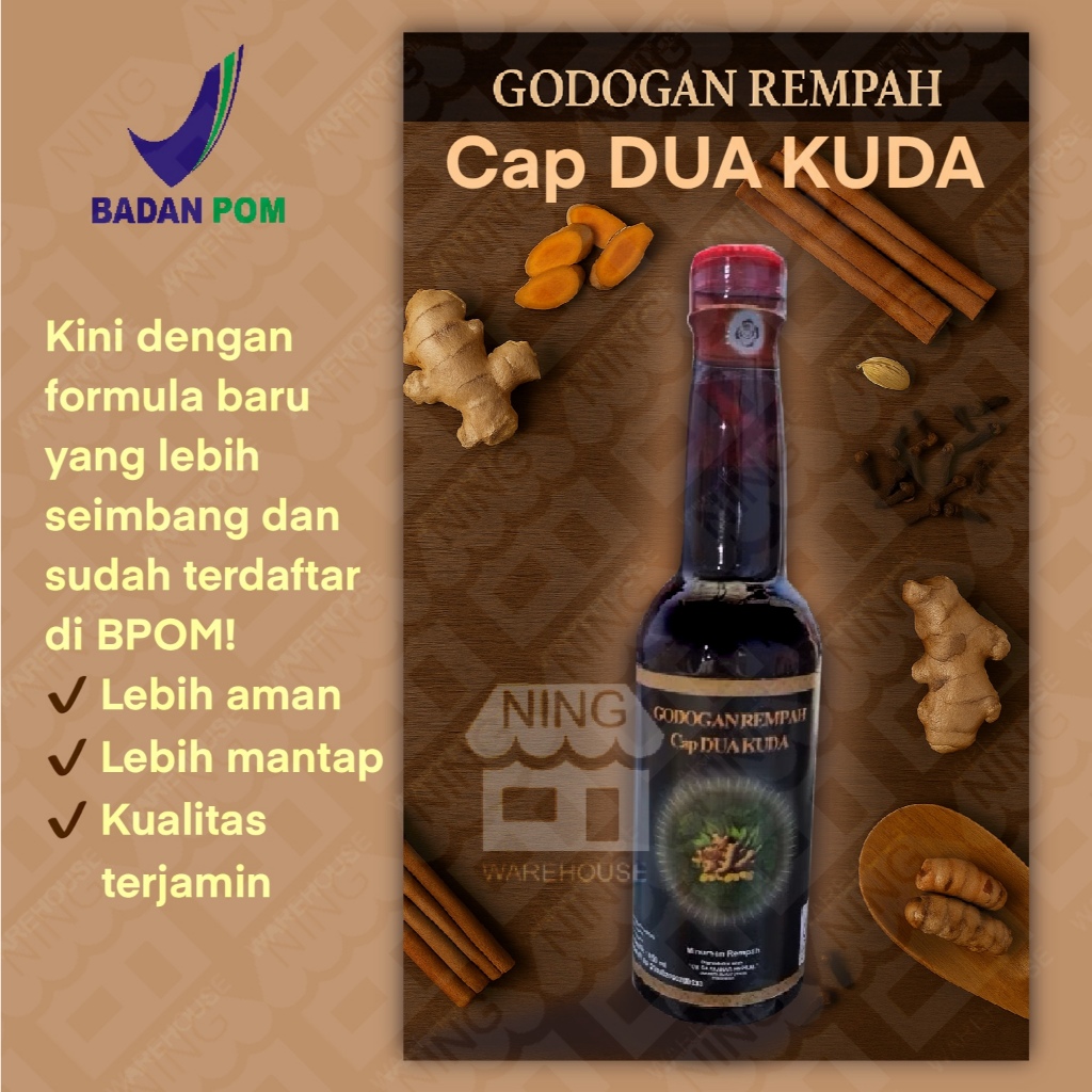 

JAMU PEGEL LINU – Godogan Rempah Cap Dua Kuda – BPOM Resmi– Varian Hitam (Minuman Rempah Alami) Jamu Tangkur Ginseng Pegel Linu
