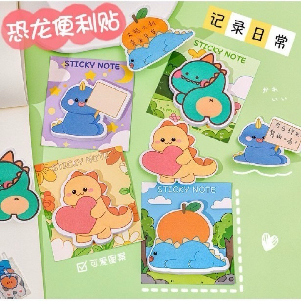 

STICKY NOTE DINO 7x7cm / STICKY NOTE MINI / CATATAN KECIL TEMPEL / KERTAS NOTE KECIL LUCU KARAKTER DINO