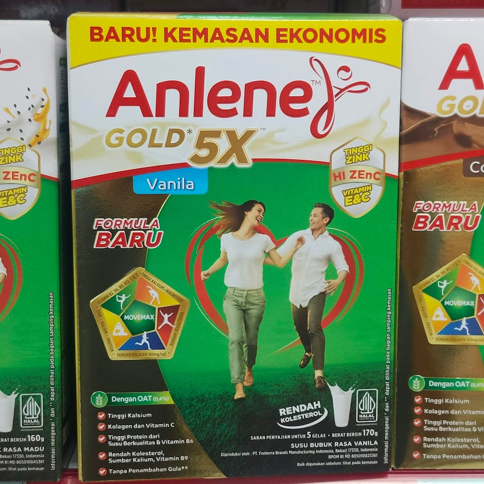 

ANLENE Gold Susu Bubuk Tinggi Kalsium 160/170gr rasa Cokelat / Vanila / Habbatussauda
